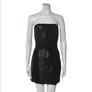 Alice + Olivia strapless wool and leather mini Dress